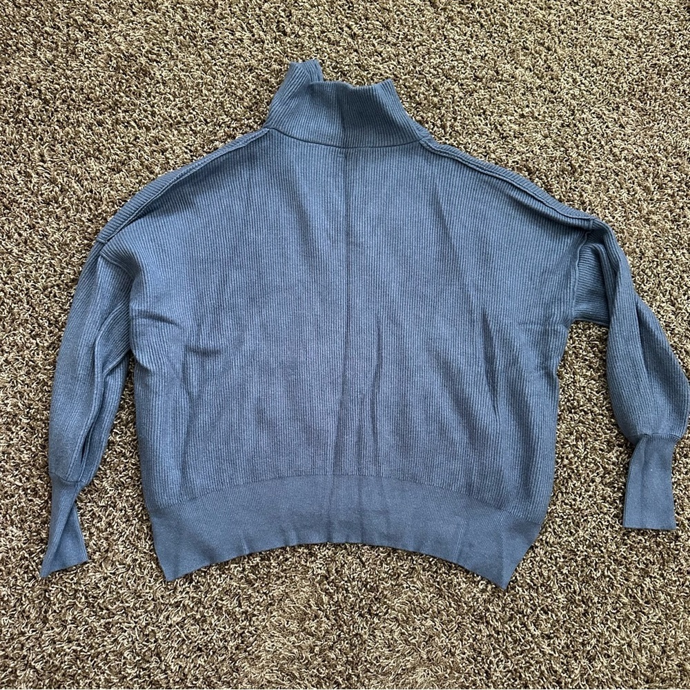 Women’s Blue Half-Zip Sweater - Picture 4 of 4